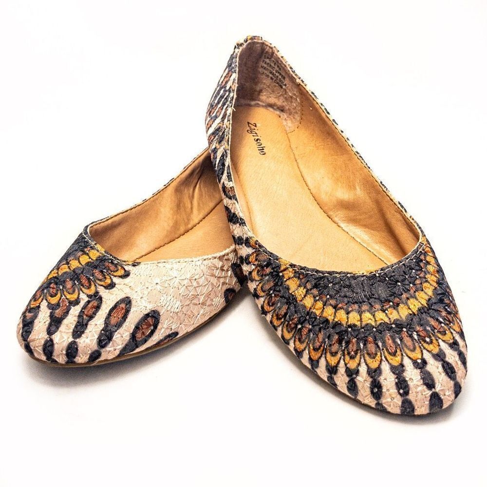 Zigi Soho Sprite Fabric Flats Peacock Sz 6.5